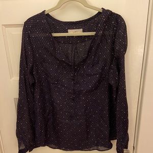 Loft Sheer Navy Top - Size XL